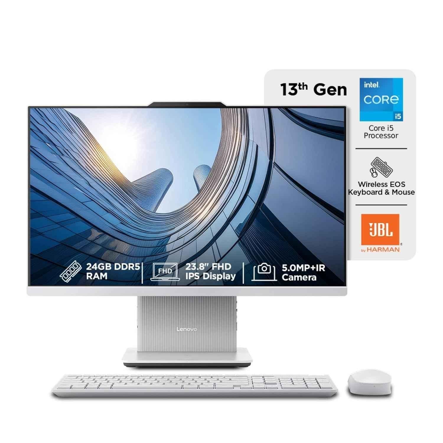 Lenovo IdeaCentre AIO 24IRH9 Cloud Grey Desktop with 13th Gen/Intel Core i5-13420H/24GB/512GB SSD/Win 11/Microsoft 365 & Office 24/Wireless EOS Keyboard & Mouse/24 inch FHD Display, F0HN00VEIN