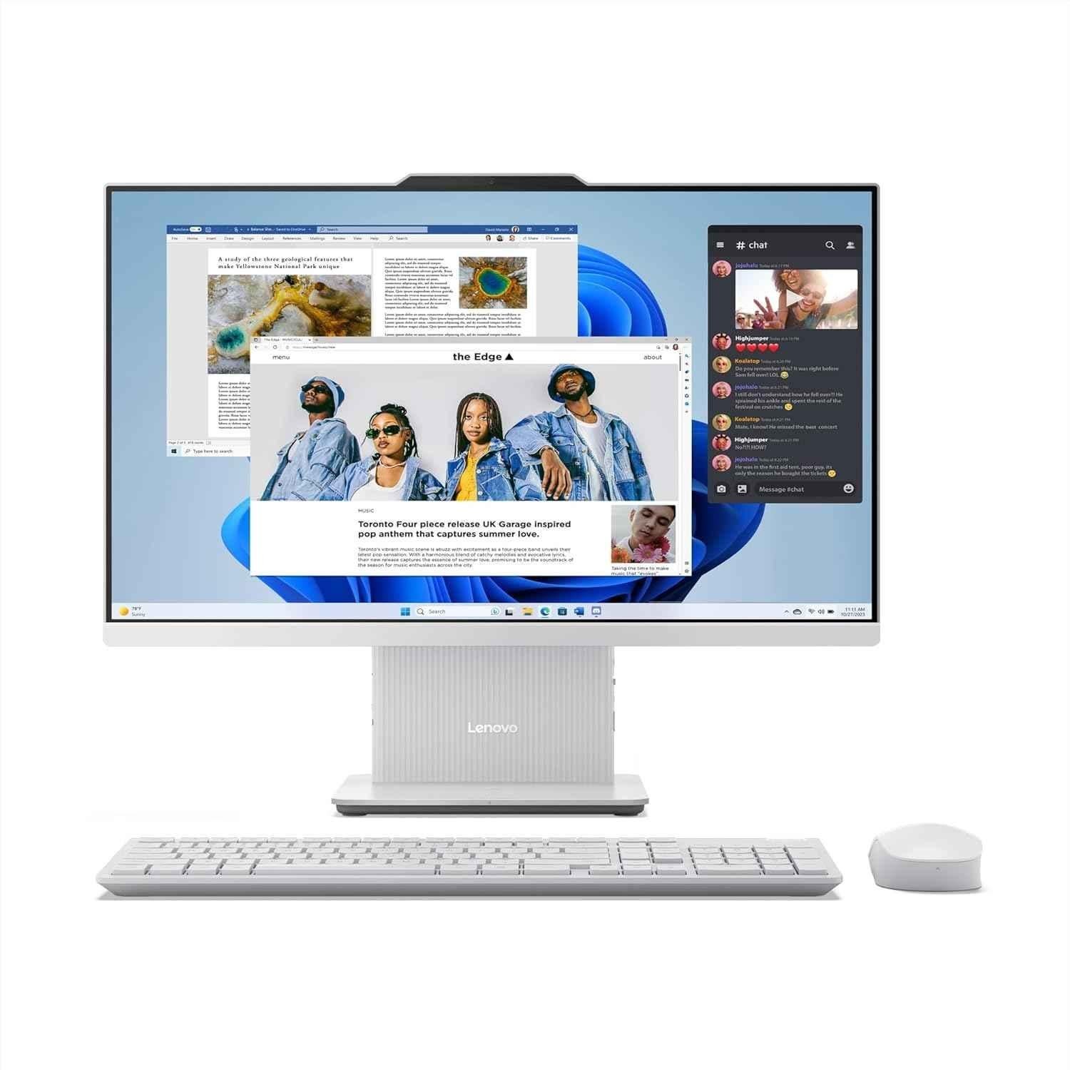 Lenovo IdeaCentre AIO 24 inch Cloud Grey QHD All In One Desktop with Intel Core i5 13420H/16GB DDR5/512GB SSD/MS Office 2021/Windows 11 Home, Keyboard & Mouse, F0HN00PHIN