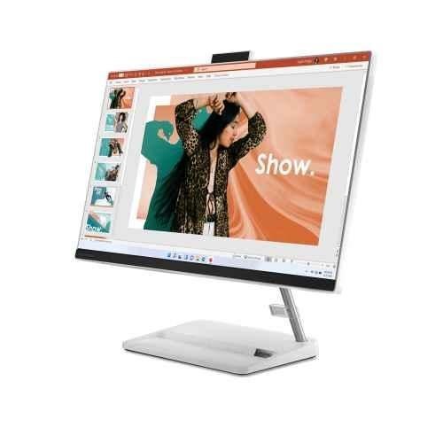 Lenonvo IdeaCentre AIO 3 24IAP7 White All in One Desktop with Intel Core i3-1215U 12th Gen/8GB DDR4/512GB SSD/250 Nits/Office 2021/Windows 11 Home/23.8 inch FHD IPS Display, Wireless Keyboard & Mouse, F0GH017DIN