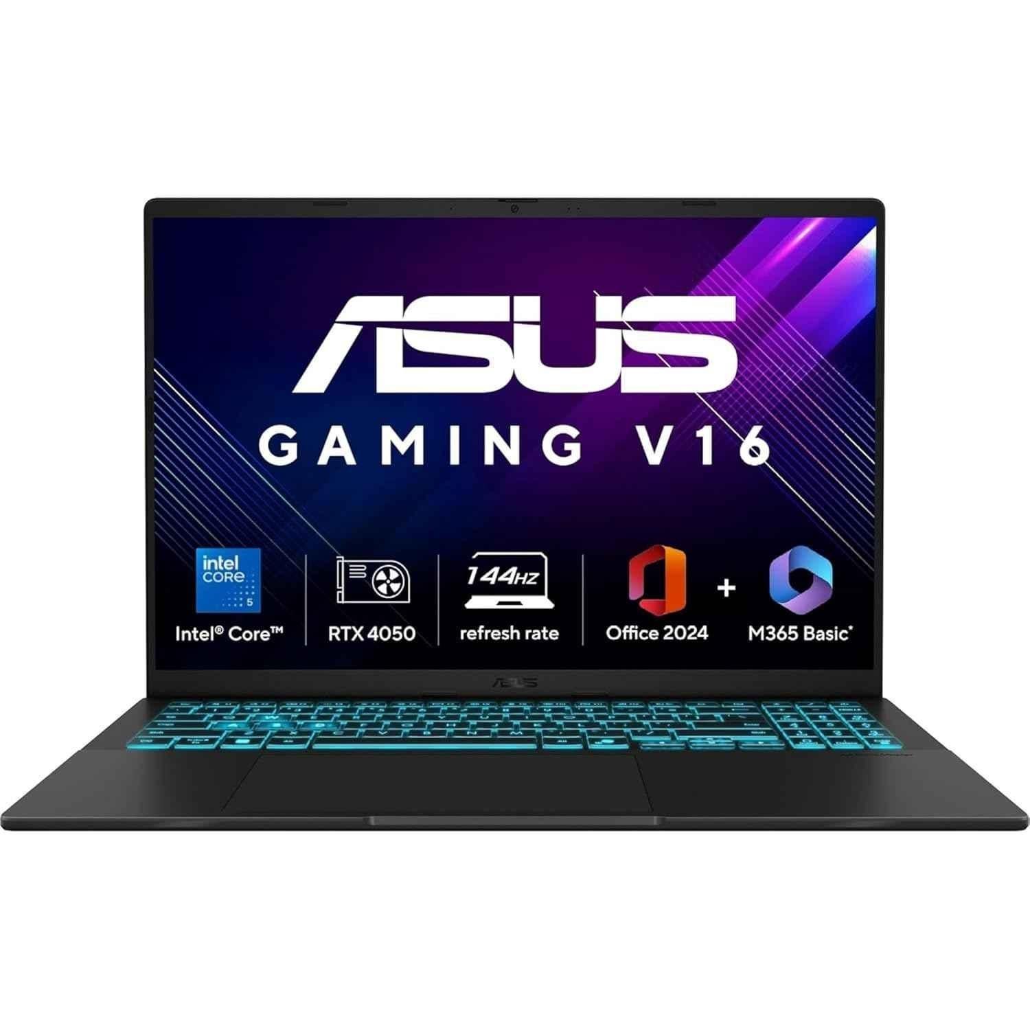 AsusV16 Matte Black Gaming Laptop with 14th Gen Intel Core 5 210H/RTX 4050-6GB/16GB/512GB SSD/Windows 11 Home/2025 & 16 inch FHD Display,V3607VU-RP550WS