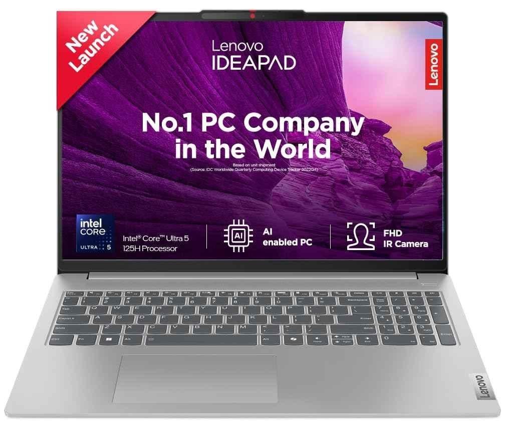Lenovo IdeaPad Slim 5 16 inch Laptop Intel Core Ultra 5 125H Built-in AI 16GB/1TB SSD WUXGA-IPS 300 Nits Win 11/Office 21/FHD+IR Camera/Alexa/3 Mon GamePass/Grey 83DC0003IN
