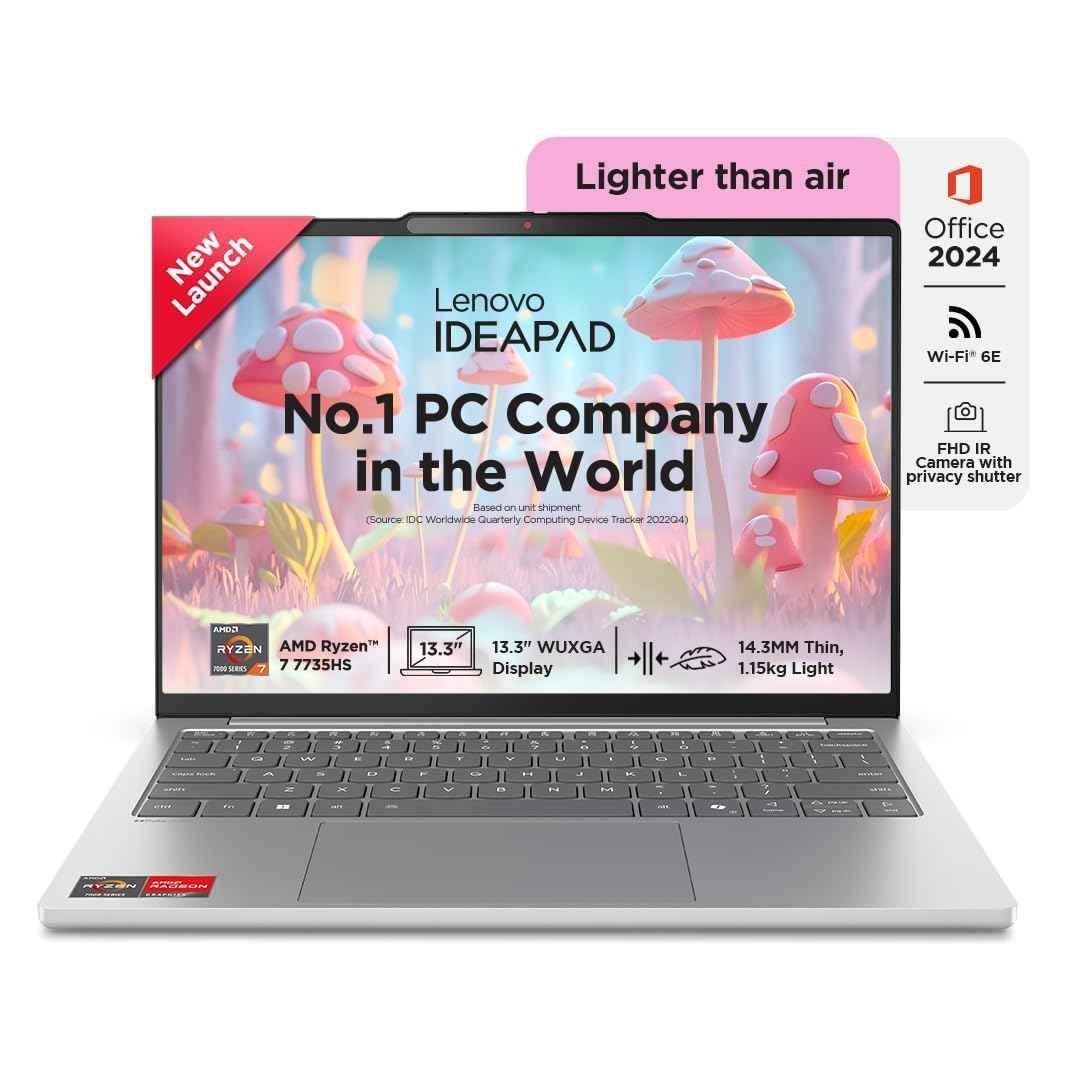 Lenovo IdeaPad Slim 5 Grey Laptop with AMD Ryzen 7 7735HS/16GB/512GB SSD/Win 11 & 13.3 inch WUXGA Display, 83J2000HIN
