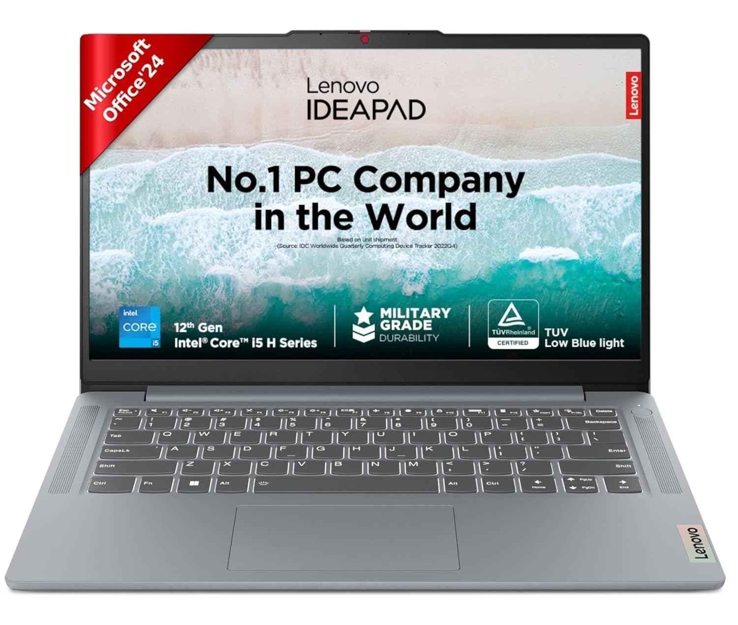 Lenovo IdeaPad Slim 3 Grey Laptop with 12th Gen/ Intel Core i5 Processor/8GB RAM/512GB SSD & 14 inch FHD Display, 83EQ0072IN
