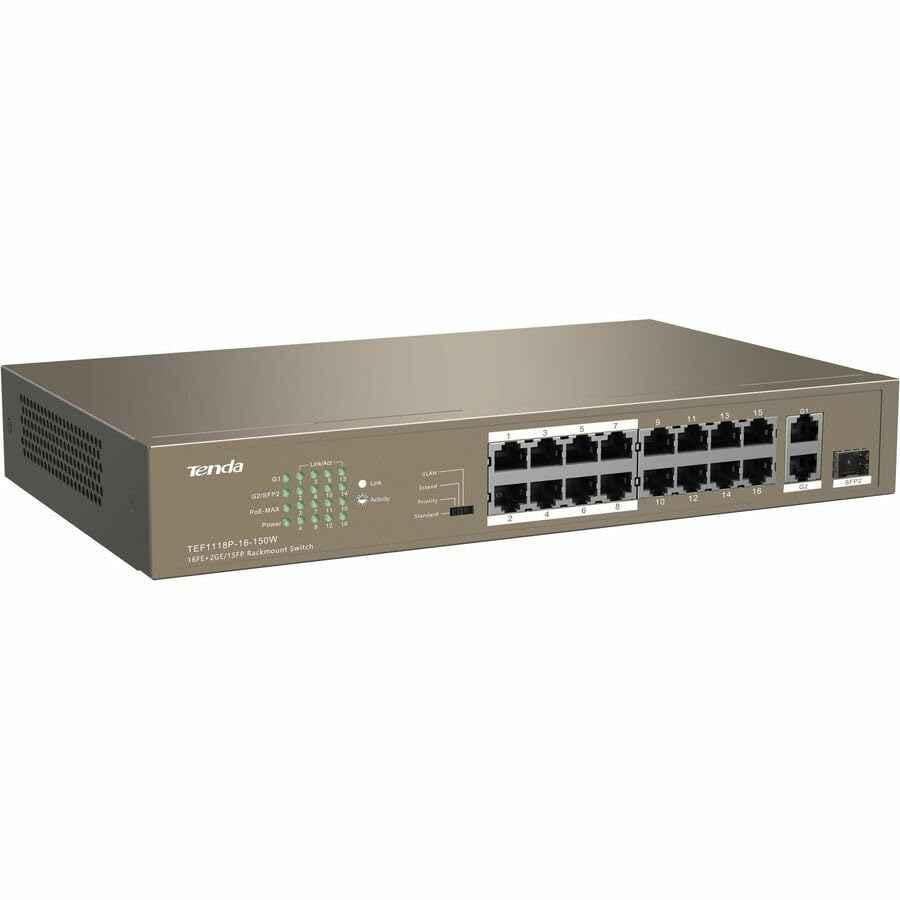 Tenda TEF1118P-16-150W Black 16 Port 1000Mbps SFP Switch