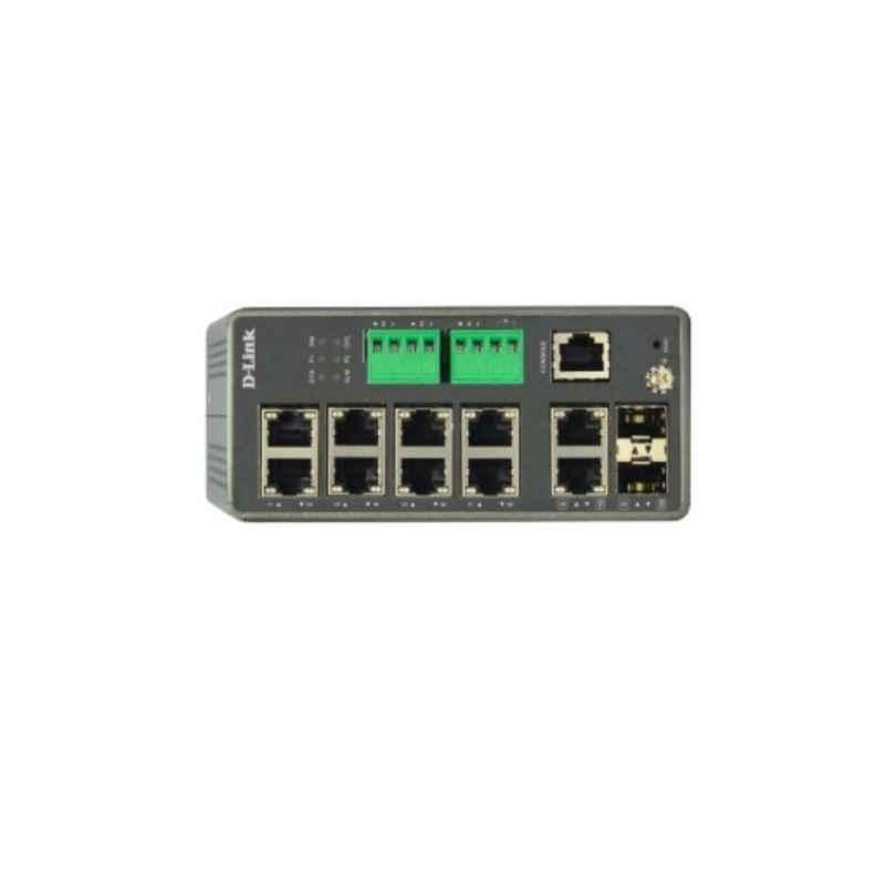 D-Link 8 Port PoE+ Gigabit Rugged Network Switch with Power Supply, 2x1000Base SFP/1000 Base-T Combo Ports, DIS-F200-10PS