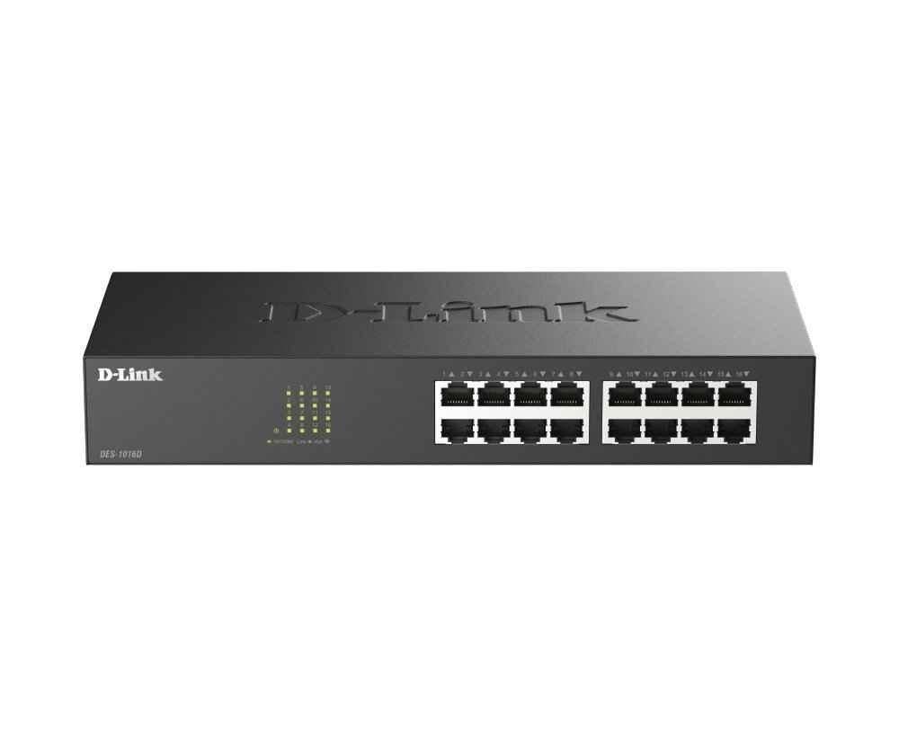 D-Link 200Mbps 16 Port Fast Ethernet Unmanaged Switch, DES-1016D