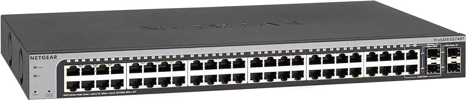 Netgear 48 Port Smart Managed Switch with 4 Sfp Uplink Ports, GS748T